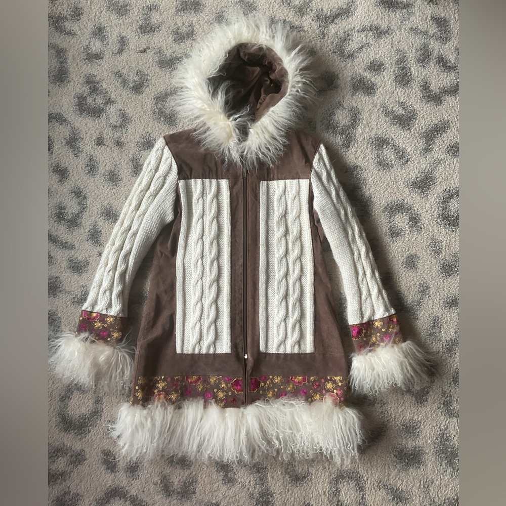 PHOSPHORUS unique Lamb Fur suede sweater jacket